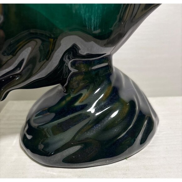 Evangeline Pottery Angel Fish Figure Black Green Drip Glaze 11.75" MCM Stunning - Picture 8 of 11